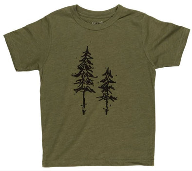 Pine Tree Youth Tee - Olive and Black