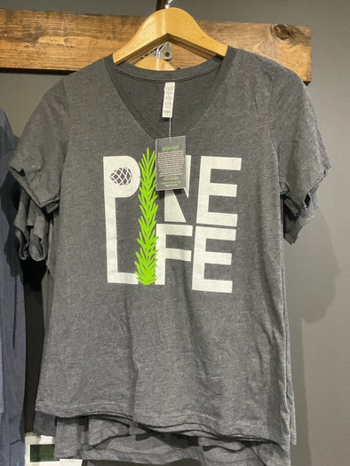 Pine Life Vneck Tshirt - Dark Heather Grey