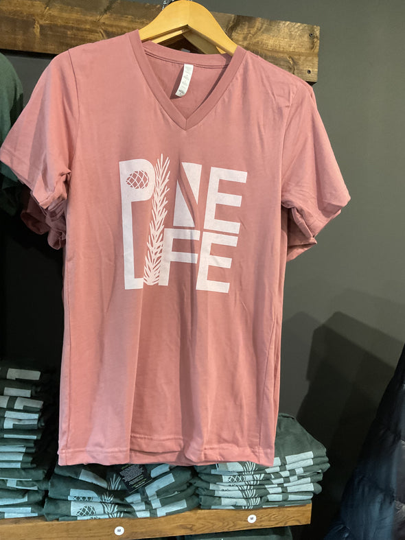 New! PINE LIFE V-Neck T-Shirt - Mauve