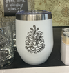 1 Left! 10 oz Pinecone Stemless Wine Tumbler - White