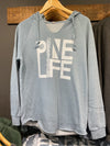 New! Pine Life Wave Wash V-Neck Hooded Pullover - Misty Blue