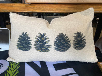 Fuzzy 4 Pinecone Pillow 12x20