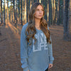 New! Pine Life Wave Wash V-Neck Hooded Pullover - Misty Blue