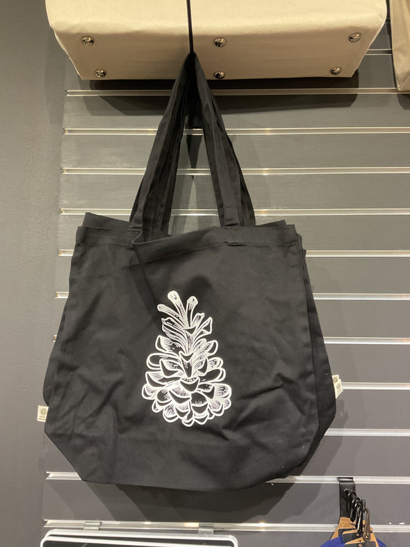 Pinecone Canvas Tote - Black