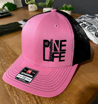 Restocked! Pine Life Snapback Trucker Hat - Pink/Black