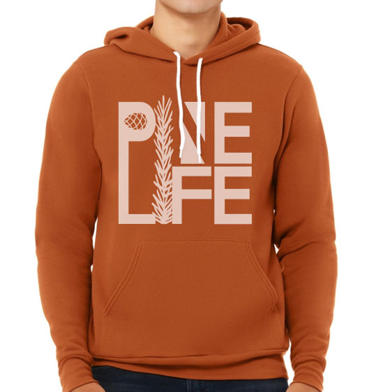 2 Left! Pine Life Pullover Hoodie - Orange / Rust
