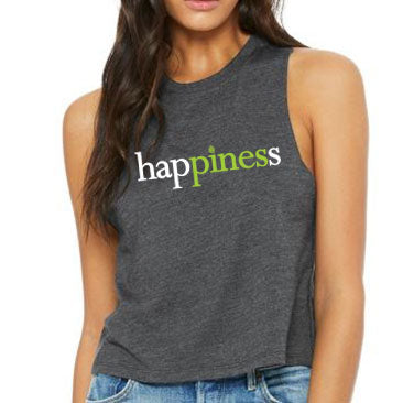 Pre-Order! Happiness Racerback Crop Tank - Heather Grey