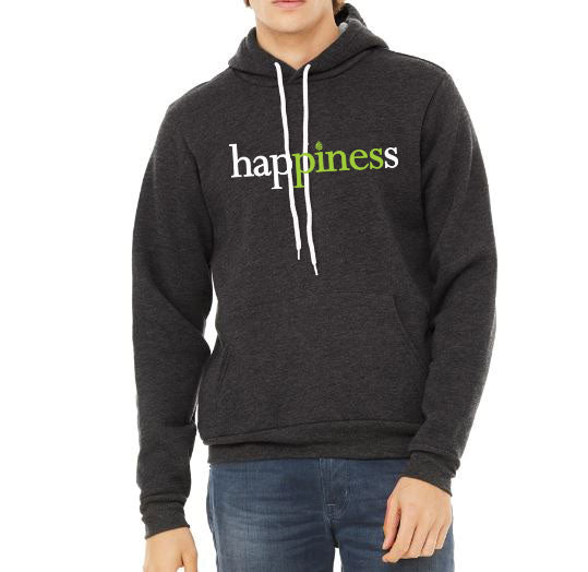 Pre-Order! hap{pines}s Fleece Hoodie - Dark Heather Grey