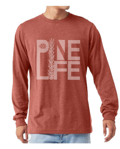 New! Pine Life Unisex Long Sleeve Tee - Heather Clay