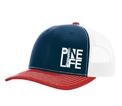 Pine Cove Blue and Red with‎ White Leave Snapback Hat Striped Trucker Hat main image 3