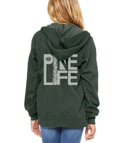 Restocked! Pine Life Youth Fleece Zip Hoodie - Heather Forest